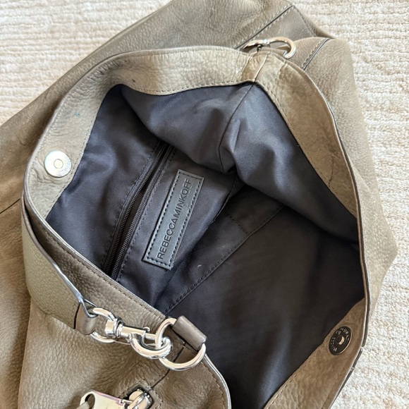 Rebecca Minkoff Bucket Studded Suede Silver Leather Shoulder Bag - Picture 9 of 14